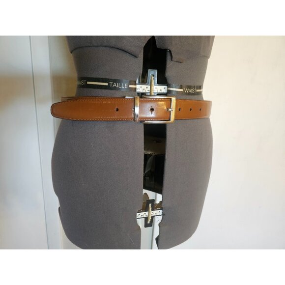 Original Penguin Reversible Leather Belt Black/Tan Medium Mens Pre-Loved - Picture 7 of 7